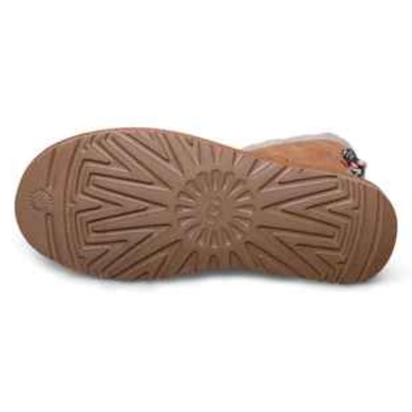 UGG MINI BAILEY BOW CHECKER CHESTNUT BOOTS - Picture 6 of 6